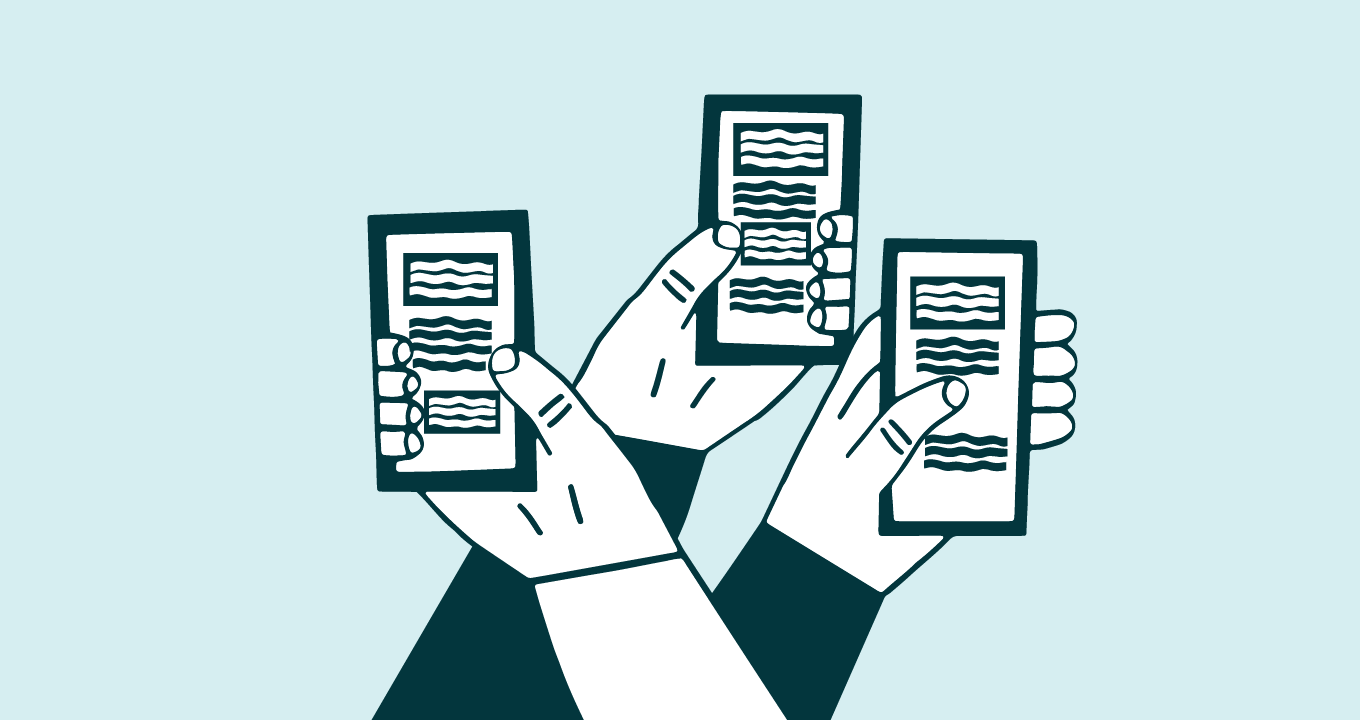 illustration of hands texting on phones