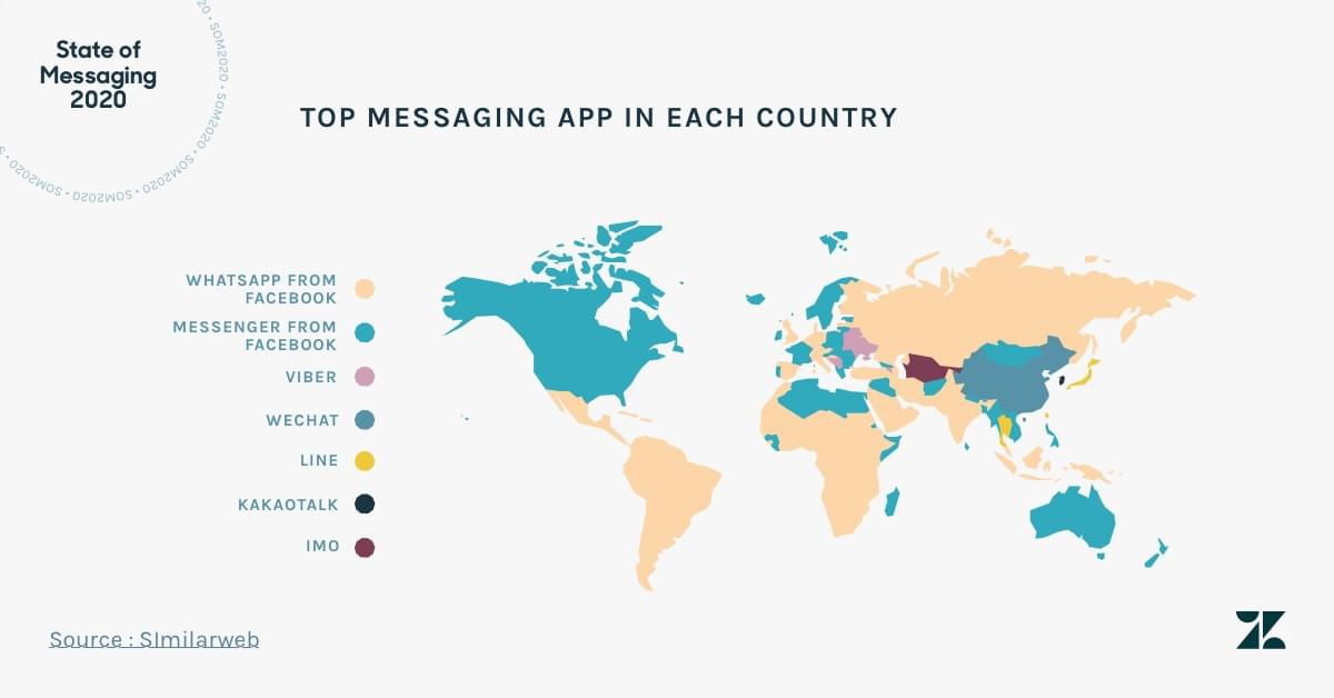 The top messaging app in each country