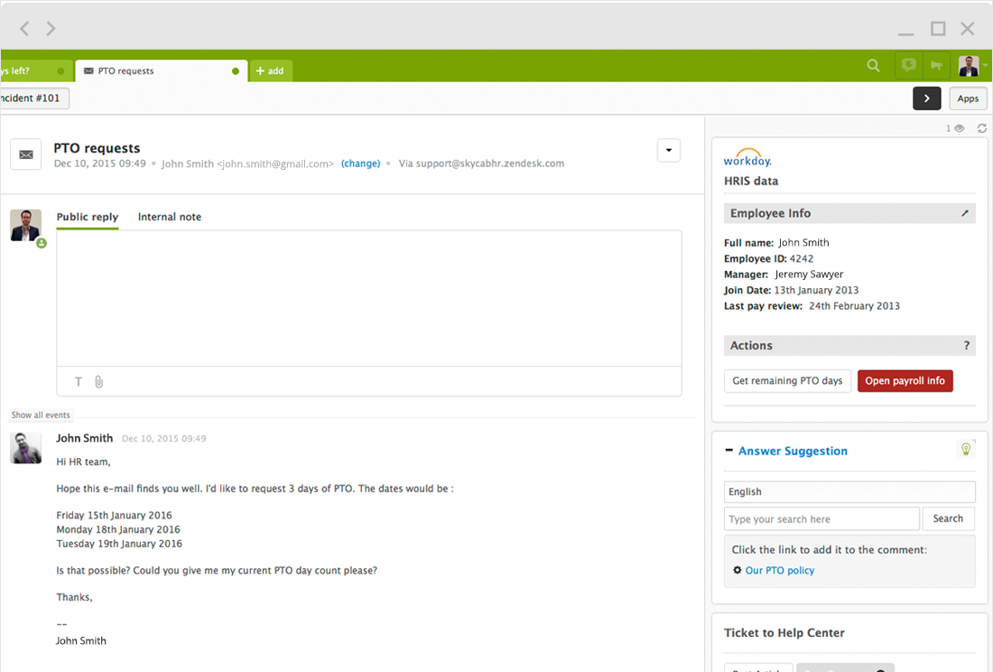 The Leader In Hr Help Desk Software Zendesk